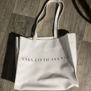 White patent Tote bag Saks Fifth Avenue vintage